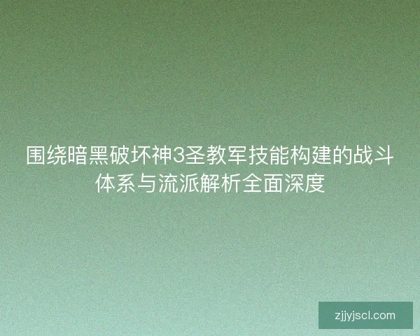 围绕暗黑破坏神3圣教军技能构建的战斗体系与流派解析全面深度